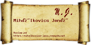 Mihálkovics Jenő névjegykártya